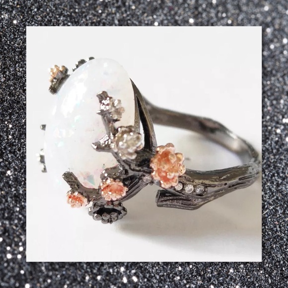 LAST 1 5⭐️🆕 White Fire Opal 925 Silver Ring 6,7,8 - Picture 2 of 6